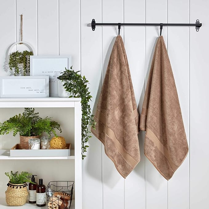 Christy Supreme Hygro 4 Piece Towel Set | Mocha | 100% Luxury Supima Cotton | Ultra Soft | Super Absorbent | 650GSM | 2 Bath Towels 2 Hand Towels