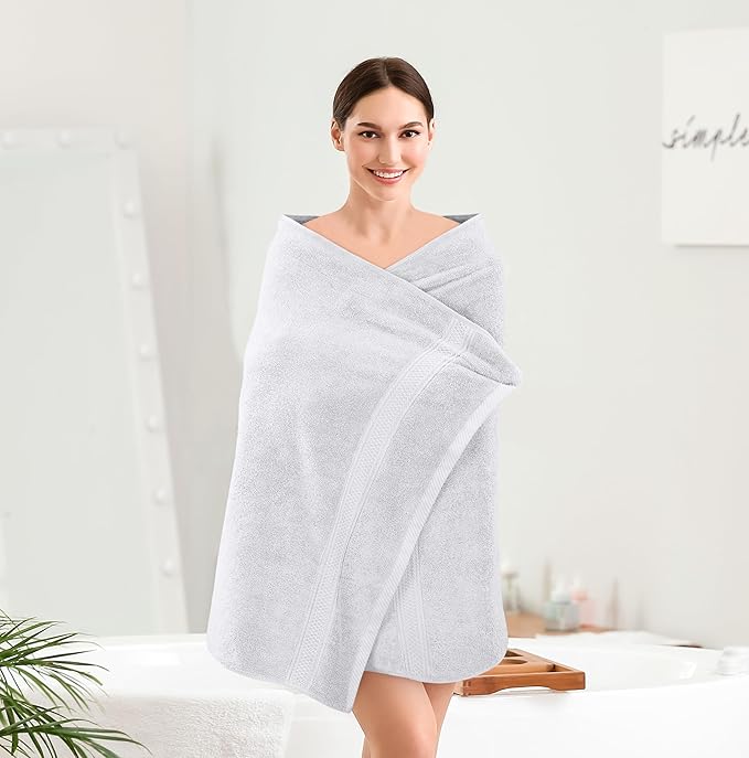 Utopia Towels 4 Pack Premium Bath Towels Set, 27 by 54 Inches, 100% Ring Spun Cotton 600GSM, Lightweight and Highly Absorbent Quick Drying Towels, Perfect for Daily Use, Silver