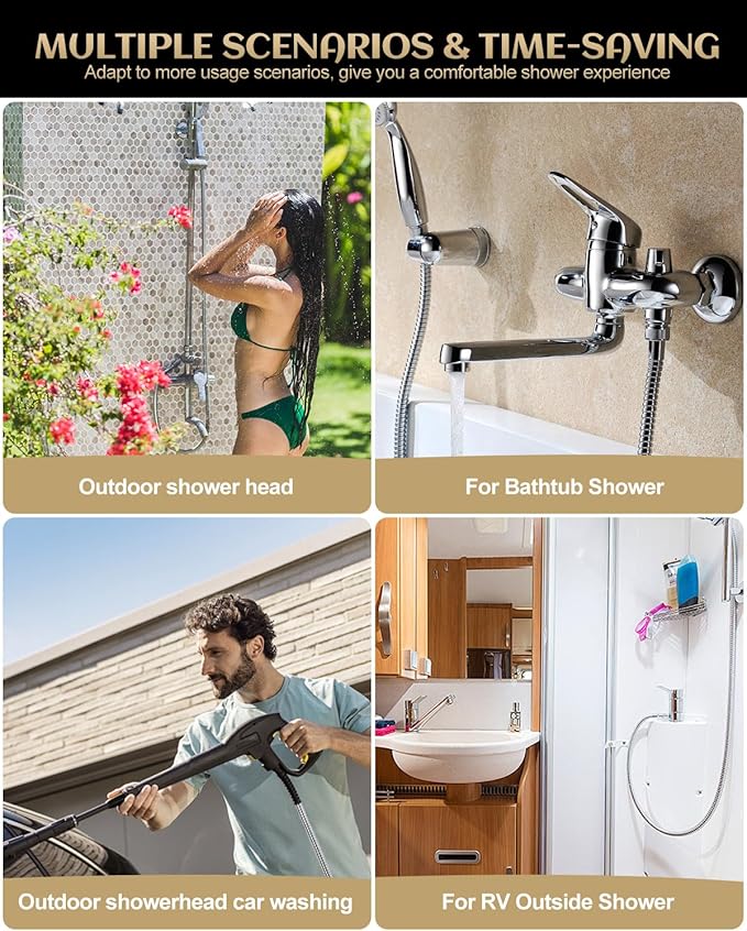 Stainless Steel Shower Hose, Extra Long 118 Inches, Handheld Shower Head Hose Replacement, Brass Insert & Nut, G1/2 Universal Standard Connection, Anti-Explosion Anti-Kink Leakproof, Chrome
