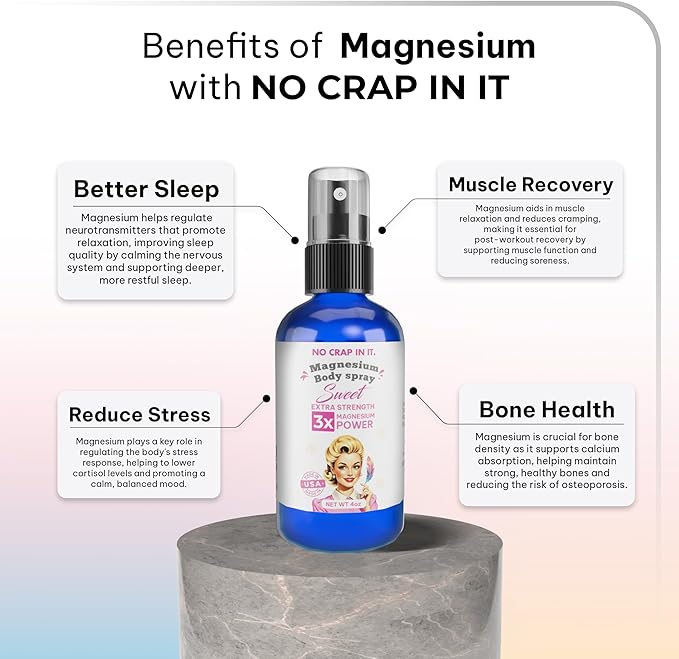 No Crap In It Magnesium Spray, Triple Action!- Your Way to Wellness | Immediate Relief with Our Unique Magnesium Glycinate, Citrate, Chloride Blend Spray (Sweet)