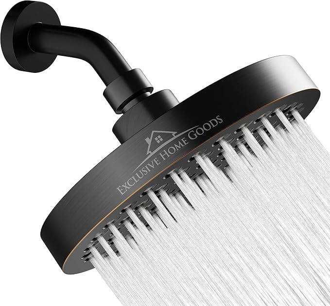 Luxury Rainfall Shower Head - High-Pressure showerhead Jets, rain shower head Ant-Clog Silicone Nozzles (1.8 GPM, Oil-Rubbed Bronze)