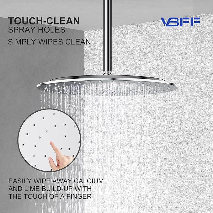 VBFF-Shower Head,rain shower head, 16 inch- Round Shower Head, 1.8 GPM Flow Rate, rainfall showerhead,VBFF14 (Chrome)