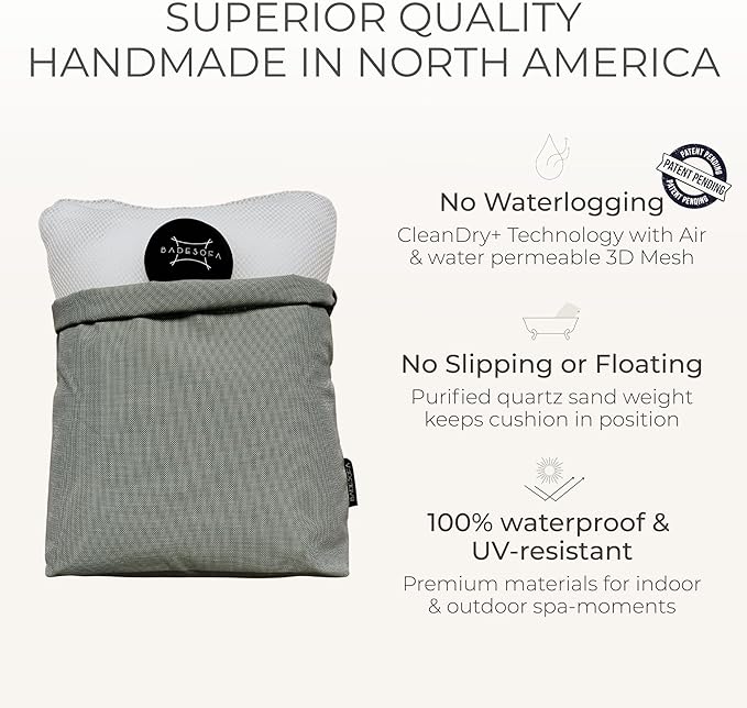 BADESOFA® Luxury Bath Pillow M - Lusciously Soft & Comfortable Tub Pillow for Bathtub - Washable & Quick-Drying Bath Back Pillow - Non-Slip Full Body Tub Pillow - Luxury Spa Cushion in Blue