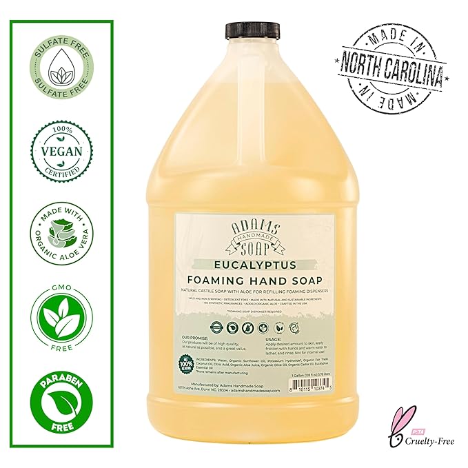 Adams Handmade Soap Liquid Foaming Soap 1 Gal - Eucalyptus
