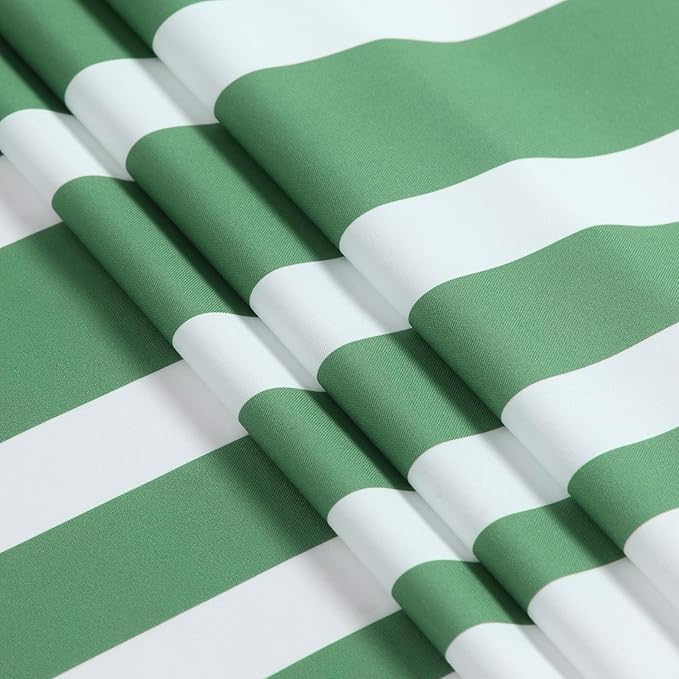 Green and White Striped Shower Curtain 72x78 Inches, Waterproof Fabric with Modern Gradient Lines, 12 Rustproof Grommets & Weighted Hem