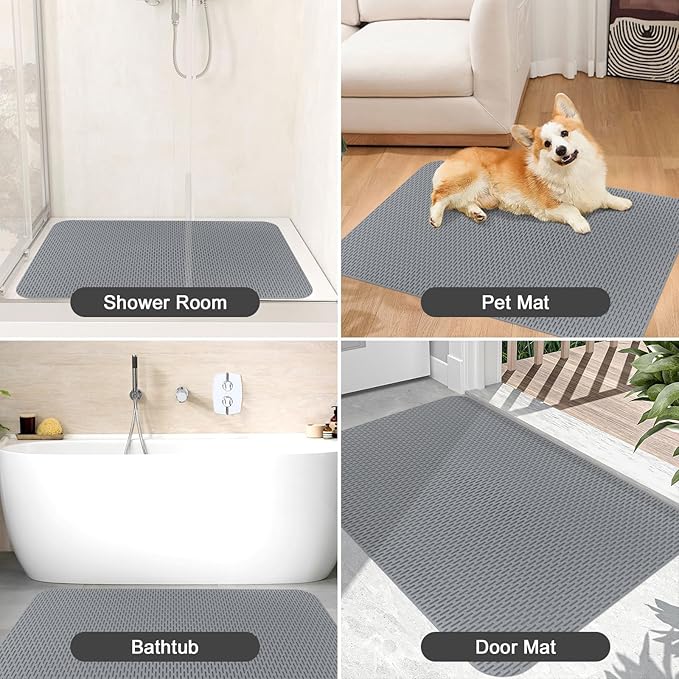 Extra Large Shower Mat: 47"x32" Non Slip Shower Mats for Inside Shower, PVC Anti Slip Shower Stall Mats No Odor, Trimmable Walk in Shower Mats for Elderly Kids