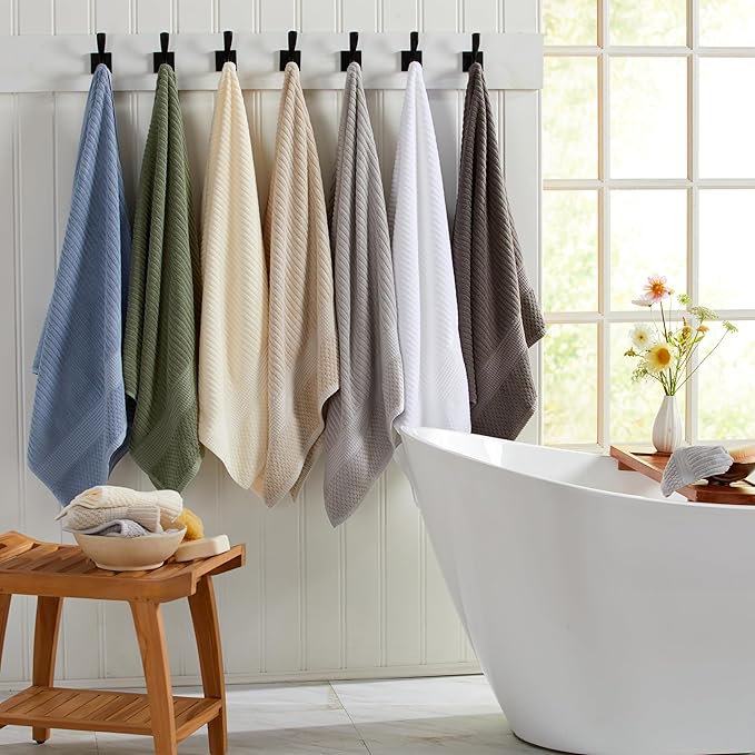 Springtree Home 100% Cotton Bath Towel Set of 4 | Super Soft & Absorbent with Quick-Dry Fibers | 4 Bath Towels | Textured and Durable Cotton | Krista Collection - Black Ink