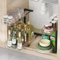 2 Pack Under Sink Organizer, 2 Tier Pull Out Storage Organizer, Slide Out Storage Shelf for Bathroom & Kitchen, Under Cabinet Organizer and Storage with 5 Gears Height Adjustable (Black)