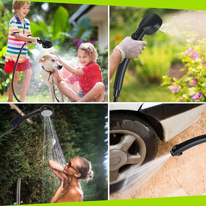 Portable Shower for Camping, [Long-Lasting] Spopal 6000mAh Rechargeable Camping Shower with Intelligent LED Display, 4 Spray Modes, IPX7 Waterproof Outdoor Camp Pump for Hiking, Travel, Car, Pet
