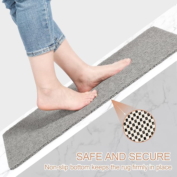 Joyhalo Bathtub Mat Non Slip, Bath Mat for Tub, Shower Mats for Inside Shower, 17x30 Inch, PVC Loofah Bathroom Mats for Wet Areas, Quick Drying, Grey