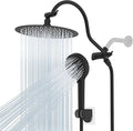 Hibbent All Metal CUPC Certified Shower Head, 10'' High Pressure Rainfall Shower Head, Handheld Showerhead Combo with 12'' Adjustable Extension Arm, 10-Spray, 71'' Hose, Shower Holder, Matte Black