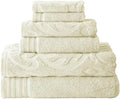 Modern Threads 6 Piece Jacquard/Solid Towel Set-Medallion Swirl Ivory (Pack of 8)
