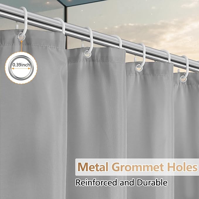 72 x 84 inch Extra Long Waterproof Fabric Shower Curtain Liner, Light Grey Cloth Shower Liner with 3 Large Magnets, Tall Bathroom Shower Curtain Lightweight Machine Washable