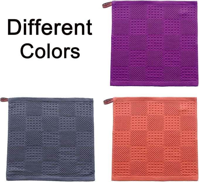 Waffle Weave Cotton Washing Cloth Ultra Soft and Absorbent Washcloths for Bathroom Kitchen and Gym Natural Cotton (6, Red)