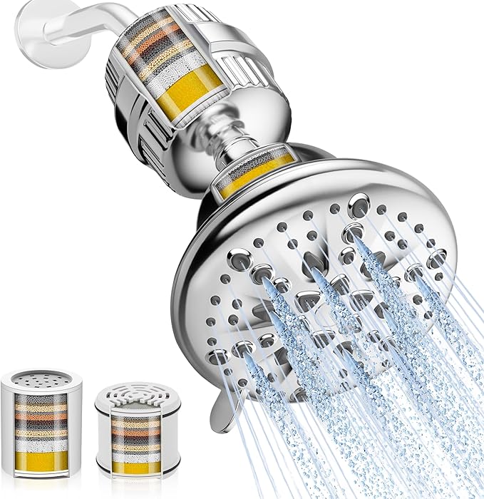 Cobbe Luxury Double Filtered Shower Head, High Output 16+20 Stages – 99% REMOVAL Shower Filters for Hard Water Removes Chlorine and Harmful Substances, 7-Model Setting Spray, Chrome