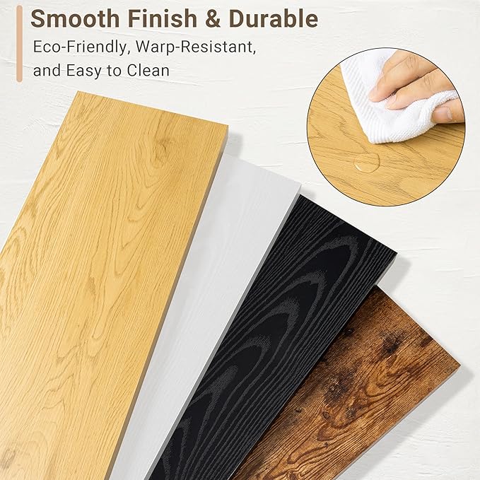 Vivelove 10" Deep Floating Shelves Over Toilet, 24" Wall Shelves for Bathroom Bedroom Kitchen Living Room Laundry Room, Modern Rustic Shelves for Home Decor, 24"x10.2"x1.5", Set of 2, Oak