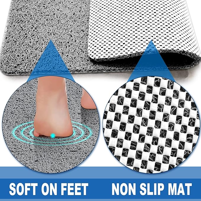 Shower Mats Non Slip,16x36'' Long Bathtub Mat Non-Slip for Bathroom Tub,Shower Mats for Showers Anti Slip for Elderly,Loofah Anti Slip Shower Matt,Shower Stall Mat for Inside Shower-Grey