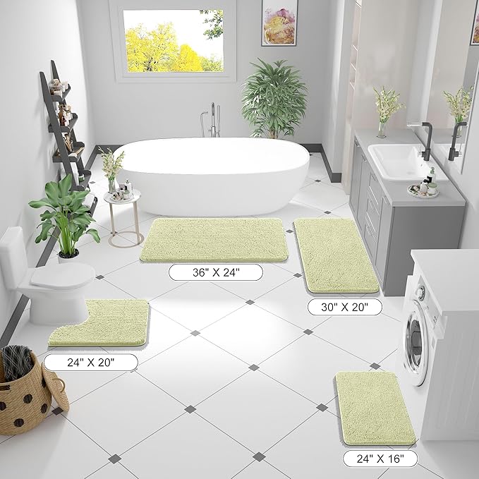 OLANLY Bathroom Rugs 36x24, Extra Soft Absorbent Chenille Bath Rugs, Rubber Backing Quick Dry, Machine Washable Bath Mats for Bathroom Floor, Tub and Shower, Home Decor Accessories, Vanilla