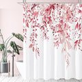 Gibelle Pink Eucalyptus Shower Curtain, Watercolor Plant Leaves with Floral Bathroom Shower Curtain Set, 72x72