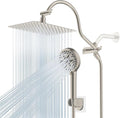 Hibbent All Metal CUPC Certified Shower Head, 10'' High Pressure Rainfall Shower Head, Handheld Showerhead Combo, 12'' Adjustable Extension Arm, 10 Sprays, 71'' Hose, Showerhead Holder, Brushed Nickel
