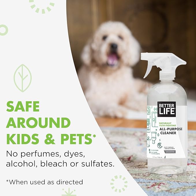 Better Life All Purpose Cleaner - Multipurpose Home and Kitchen Cleaning Spray for Glass, Countertops, Appliances, Upholstery & More - Multi-surface Spray Cleaner - 32oz (Pack of 2) Unscented