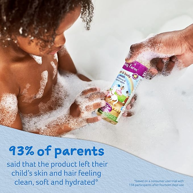 Childs Farm, Kids Hair & Body Wash for Dry, Sensitive Skin, Blackberry & Organic Apple, Gently Cleanses, Vegan, Cruelty-Free, 16.9 fl oz