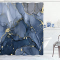 Long Shower Curtain 72 x 78 Inch, Tall Abstract Marble Shower Curtains for Bathroom Decor, Modern Luxury Art Decor Ink Texture Fabric Shower Curtain Set with Hooks, Navy Blue