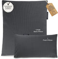 BADESOFA® Luxury Bath Pillow Set 2-Piece – Large Back Pillow & Foot Pillow for Tub – Spa-Grade Comfort for Head, Neck, Back & Feet – Quick Drying Bathtub Cushion Set in Charcoal