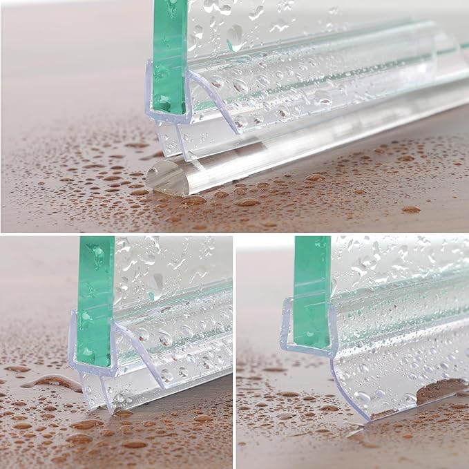 Frameless Shower Door Seal Set, 4 Pack x 39" HDM Glass Shower Door Bottom Seal Side Seal Strip Door Sweep for 3/8" Glass, Ultra-Clear Polycarbonate, Stop Shower Leaks Create A Water Barrier