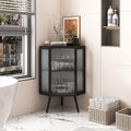 Corner Storage Cabinet with Glass Door, 31" & 43" Freestanding Triangle Floor Cabinet Modern Display Organizer Medicine Cabinets for Bathroom Living Room Bedroom (Black, 31')