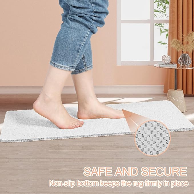 Joyhalo Bathtub Mat Non Slip, Bath Mat for Tub, Shower Mats for Inside Shower, 47x16 Inch, PVC Loofah Bathroom Mats for Wet Areas, Quick Drying, Grey