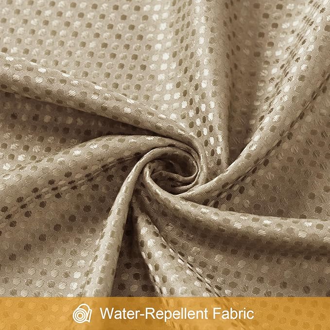 3 in 1 Long Beige Shower Curtain Set-72 W x 78 H, Tan Waffle and PEVA Liner Set with 12 Stainless Steel Hooks, Waterproof Fabric for Bathroom