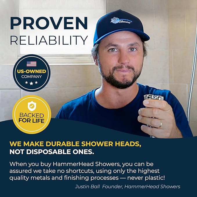 HammerHead Showers Solid Metal Two-Handle Shower Valve and Trim Kit, Volume and Temperature Control with Integrated Diverter, Pressure Balance Rough-In Valve Included, Brushed Gold