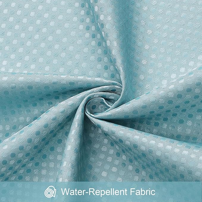 3 in 1 Long Shower Curtain Set-72 W x 78 H, Teal Blue Waffle and PEVA Liner Set with 12 Stainless Steel Hooks, Waterproof Fabric for Bathroom