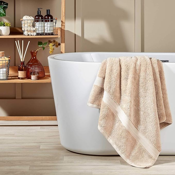 Christy Renaissance 6 Piece Beige Towel Set | 100% Egyptian Cotton | Luxury Bathroom Towels | Soft and Super Absorbent | 675 GSM | 2 Bath Sheet 2 Hand 2 Face | Driftwood