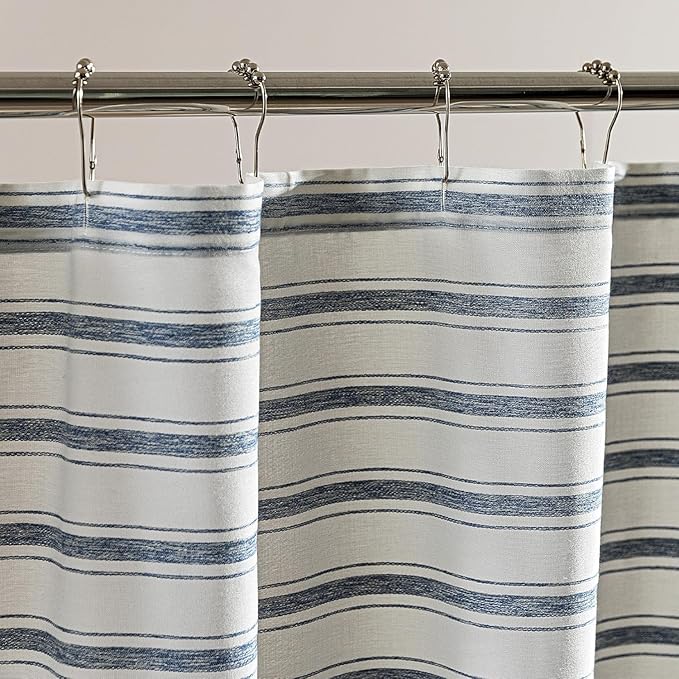 SLEEP ZONE Shower Curtain Liner, Waffle Shower Curtains for Bathroom, Heavy Duty Thick Fabric Shower Curtains - 285GSM Luxury Weighted Polyester Bath Curtain, 72" × 84" (Blue)