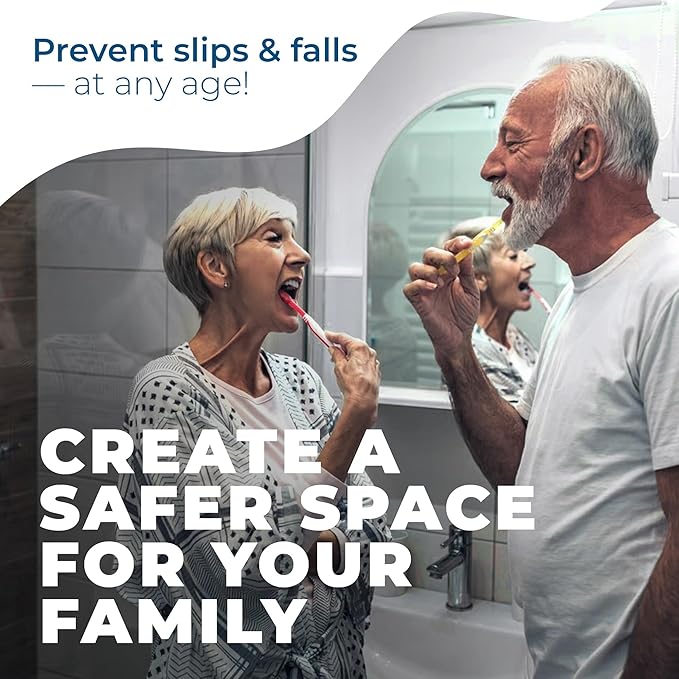 Anti-Slip Shower Stickers - Help Reduce Slipping in Bathtub & Shower, Gray Non-Slip Bath Strips, Strong Adhesive Bathtub Appliques Suitable for Homes with Kids, Adults & Seniors - 24 Pcs - Homergy