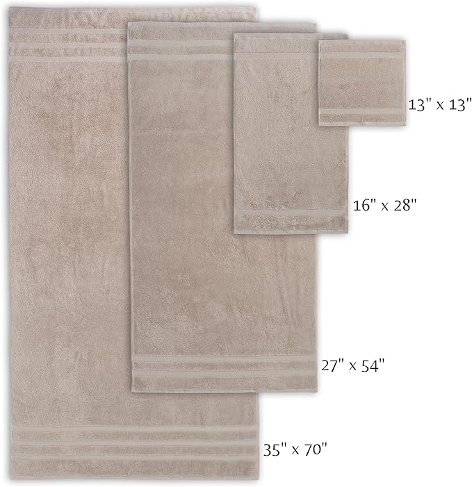 SOFE H&L | Olea Towel Set | 100% Cotton Premium Turkish Towels for Bathroom | Soft, Absorbent, Durable (Sand, Set of 4 - Washcloth)