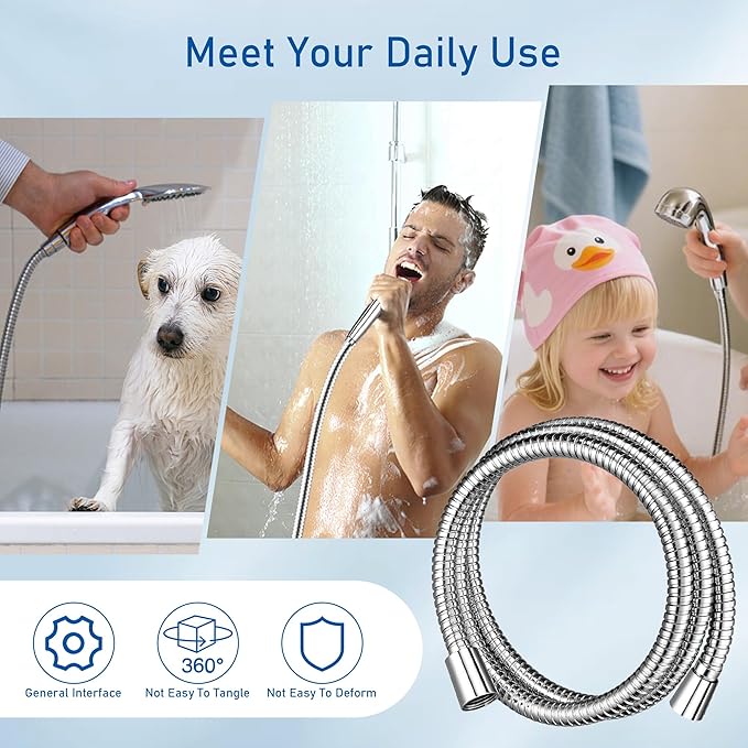 Shower Hose for Handheld Shower Heads,72 inches Stainless Steel Shower Head Hose Replacement, Flexible Hose Extension with Brass Insert and Nut, Anti-Explosion Anti-Kink Leakproof
