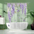 Clear Purple Floral Lavender Butterfly Shower Curtain, Plastic Transparent Cute Pretty Flower Decorative Aesthetic Shower Curtains for Bathroom, 72x72 Weighted Magnetic Shower Curtain Liner with Hooks