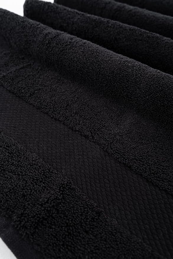 Hencely 6-Piece Bath Towel Set - High Absorbency, Quick Drying - 100% Soft Turkish Cotton - 2 Bath Towels, 2 Hand Towels, 2 Washcloths - for Bathroom, Home, Hotel, Spa, and Gym - 6-Pack Black