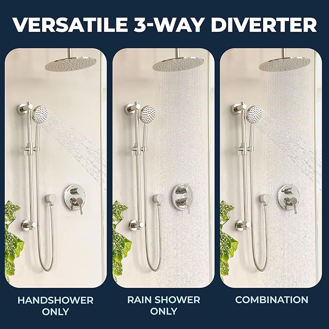 HammerHead Showers Solid Metal Shower Valve and Trim Kit, Two-Handle Volume and Temperature Control with Integrated Diverter, Pressure Balance Rough-In Valve Included, Oil Rubbed Bronze