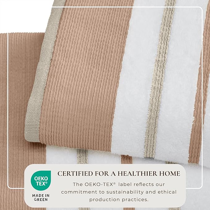 Great Bay Home Decorative Oversized Bath Sheet Set - Luxury Cotton 2 Pack 68x35 Extra Large Towels - Luxurious, Ultra-Soft, Durable Towels for Bathroom Decor (Dusty Rose/Cappuccino)