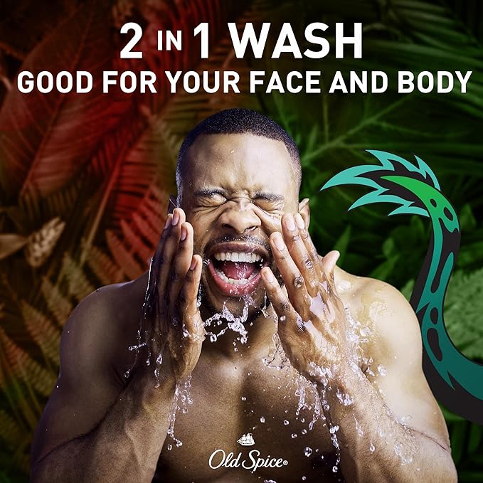 Old Spice Cleansing Body Wash for Men, 3X Defense, 24/7 Shower Fresh with Lasting Scent, 2-in-1 Body & Face Wash, Dragonblast Scent, 24 oz (Pack of 4)