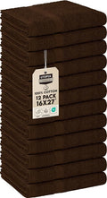 Utopia Towels, Salon Towel, Pack of 12, Not Bleach Proof, 16 by 27 Inches, Highly Absorbent Cotton Towels for Hand, Gym, Beauty, Spa, and Home Hair Care, Dark Brown
