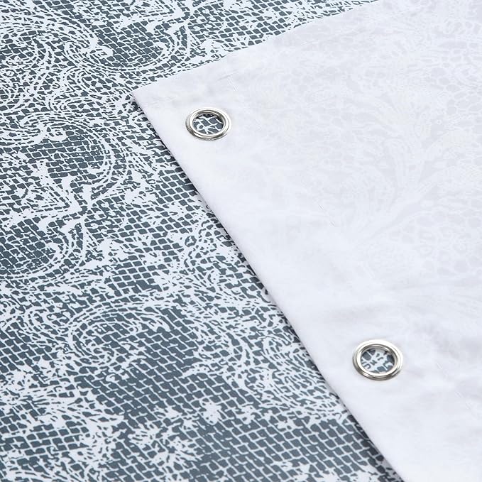 Chantilly Lace Shower Curtain - Heavyweight Polyester, Dark Gray to White Ombre Design, 72" W x 72" H