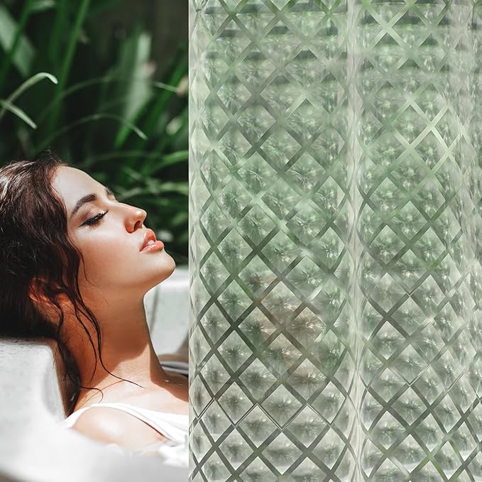 UFRIDAY 78 inch Long Plastic Clear Shower Curtain Liner,Waterproof Shower Liner Transparent 3D Water Cube Bath Curtain 72x78 inches See Through Shower Curtains Liner Clear with 3 Strong Magnets