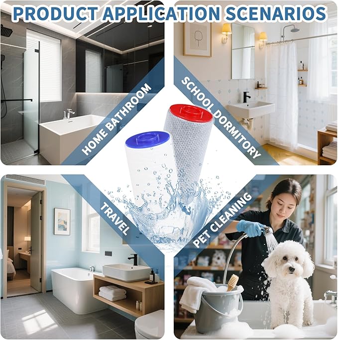 Replacement Filter Set for Weddell Duo - High-efficiency Shower Water Filtration System that Removes Chlorine/PFAS/Contaminants for Better Skin and Hair Health (3R+3B)