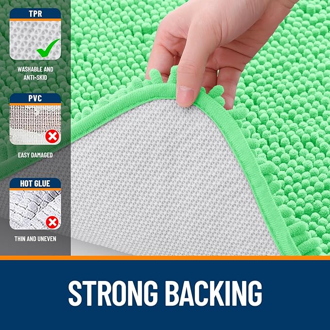 OLANLY Bathroom Rugs 30x20, Extra Soft Absorbent Chenille Bath Rugs, Rubber Backing Quick Dry, Machine Washable Bath Mats for Bathroom Floor, Tub and Shower, Home Decor Accessories, Mint Green