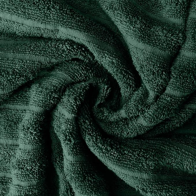 DAN RIVER Pack of 2 Bath Sheet 35x70 Inches, Ribbed Oversized Bath Towels Extra Large, Organic Cotton Towels for Bathroom - Hunter Green